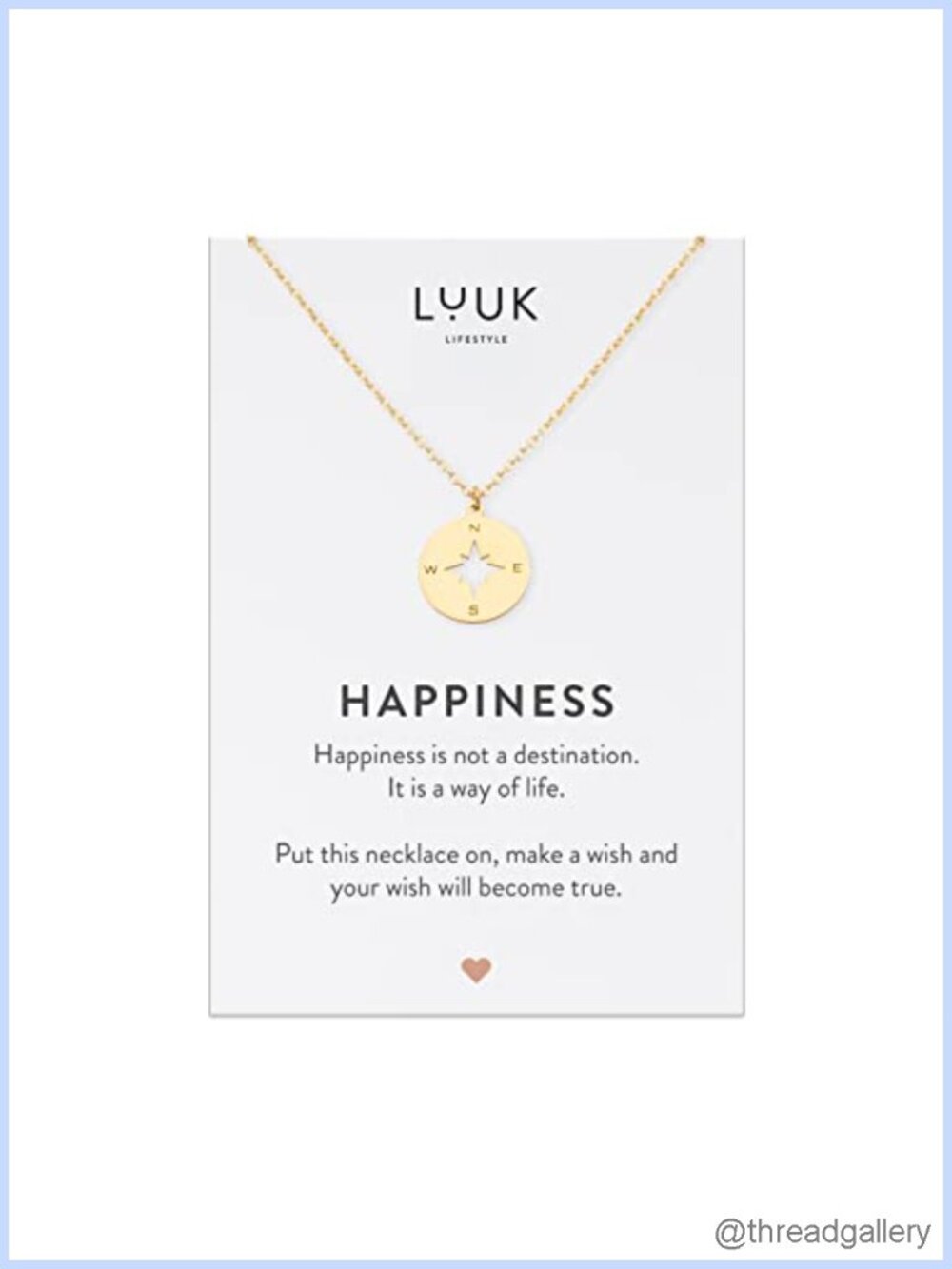 LUUK LIFESTYLE Stainless Steel Compass Pendant Necklace Dainty Gift